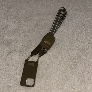 Sleek Olive Phone Case with Crossbody Strap